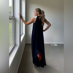 Elegant navy blue sheer Romper!